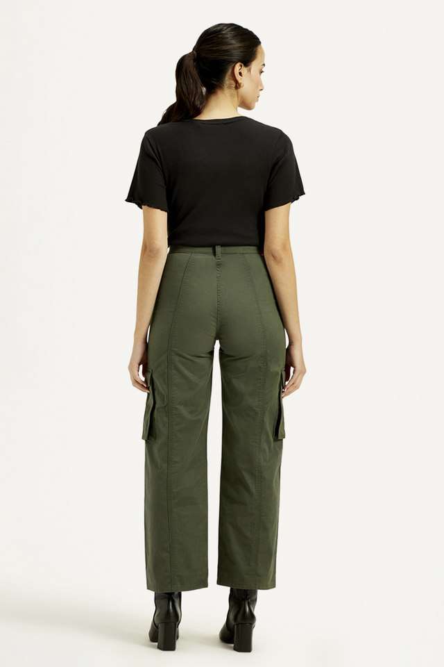 Solid-Cotton-Wide-Leg-Fit-Women-s-Trousers
