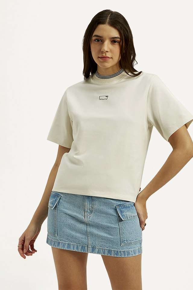 Solid-Blended-Fabric-Regular-Fit-Women-s-T-Shirt