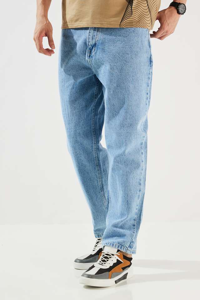 Buy Life Light Blue Mid Rise Blended Fabric Relaxed Fit Men's