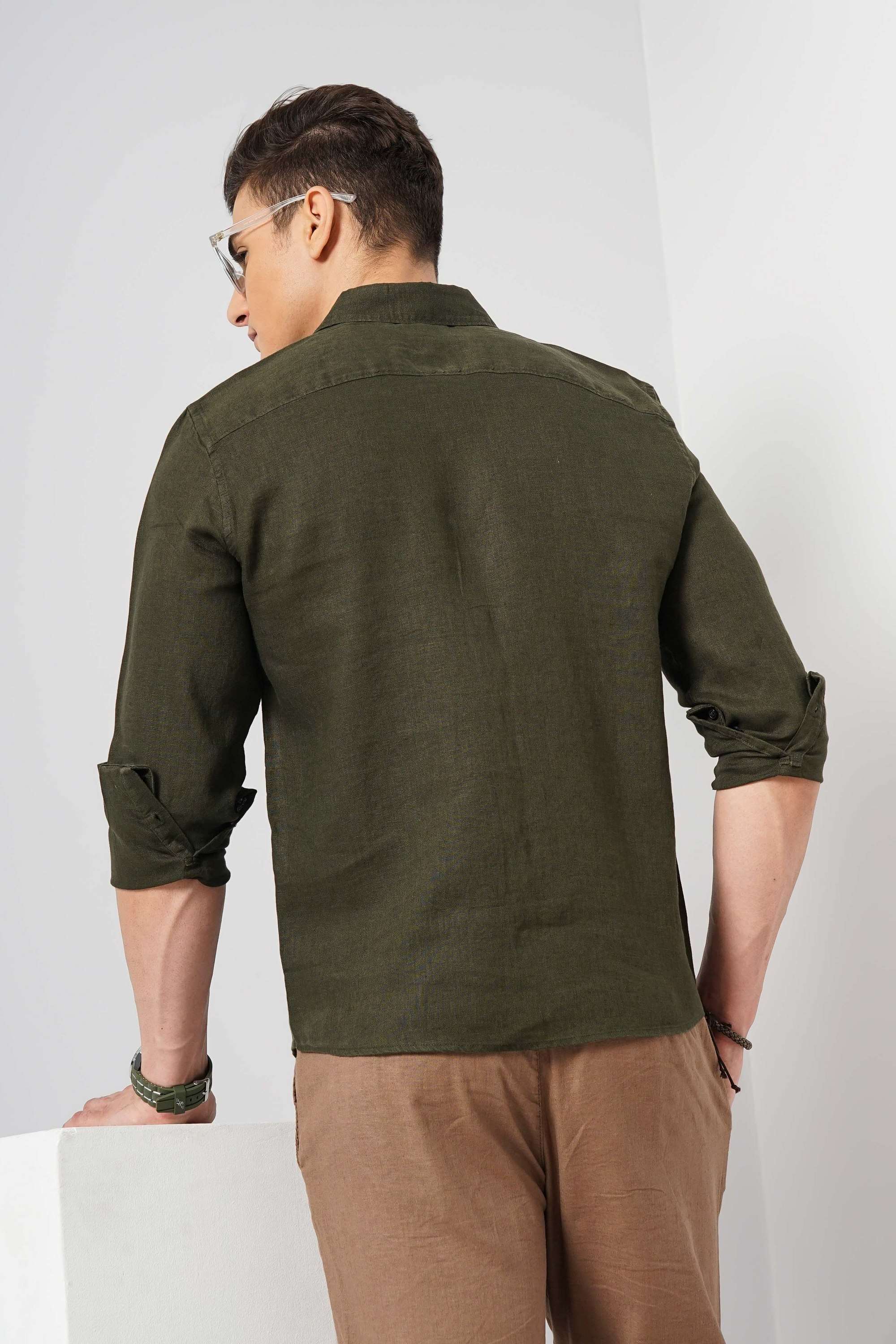 Solid-Linen-Regular-Fit-Men-s-Casual-Wear-Shirt