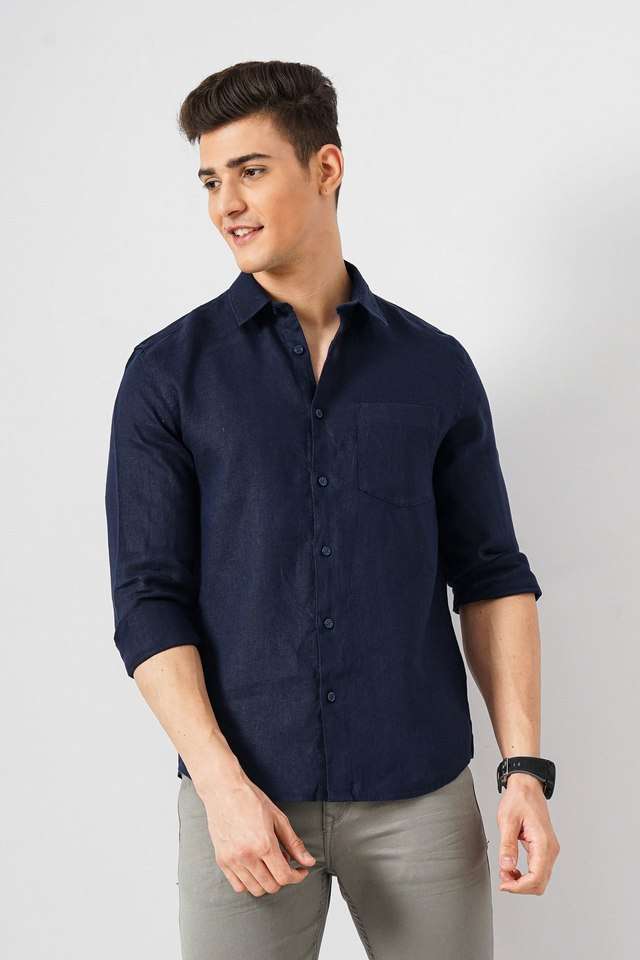 Solid-Linen-Regular-Fit-Men-s-Casual-Wear-Shirt