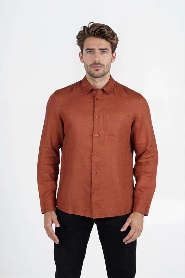 Solid-Linen-Regular-Fit-Men-s-Casual-Wear-Shirt
