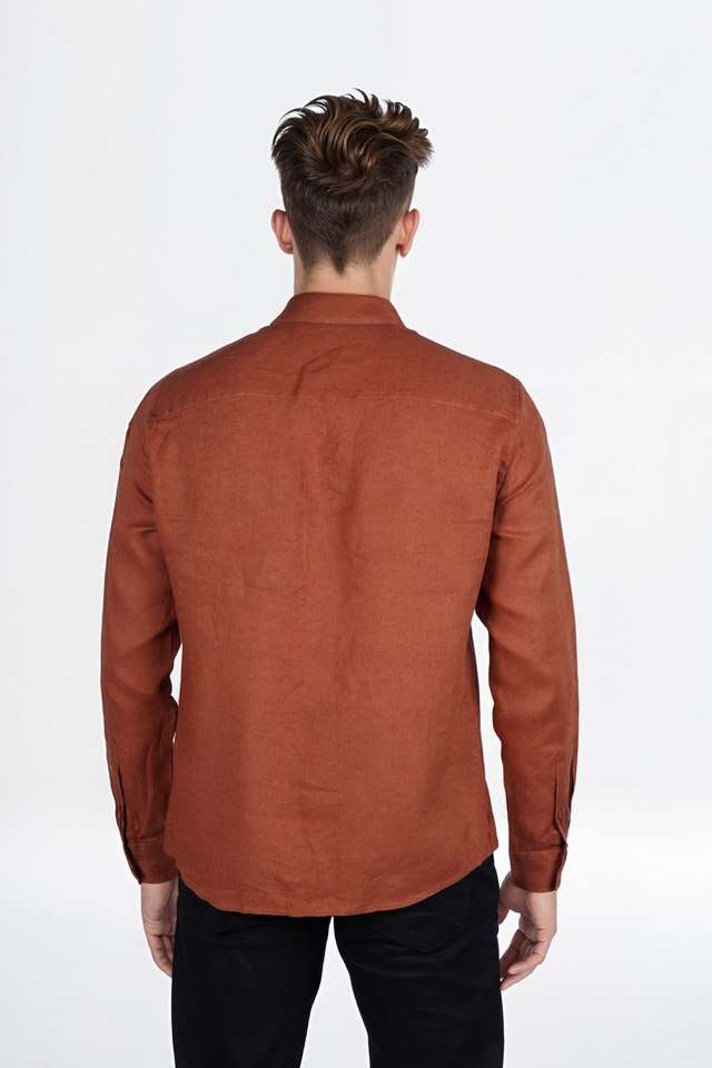 Solid-Linen-Regular-Fit-Men-s-Casual-Wear-Shirt
