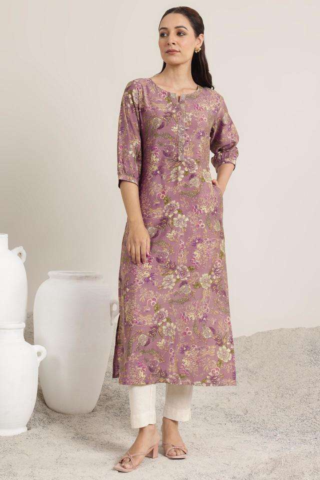 Printed-Silk-Sweetheart-Neck-Women-s-Fusion-Wear-Kurta