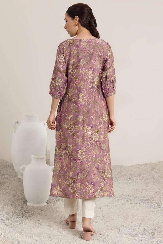 Printed-Silk-Sweetheart-Neck-Women-s-Fusion-Wear-Kurta