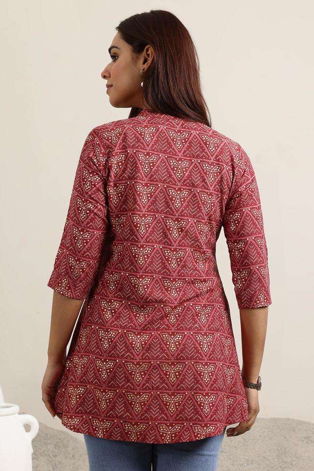 Printed-Blended-Fabric-Collared-Women-s-Casual-Wear-Kurti