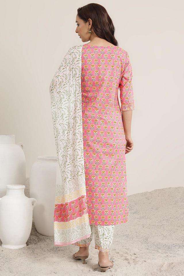 Printed-Calf-Length-Cotton-Woven-Women-s-Kurta-Set
