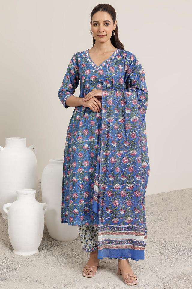 Printed-Calf-Length-Cotton-Woven-Women-s-Kurta-Set