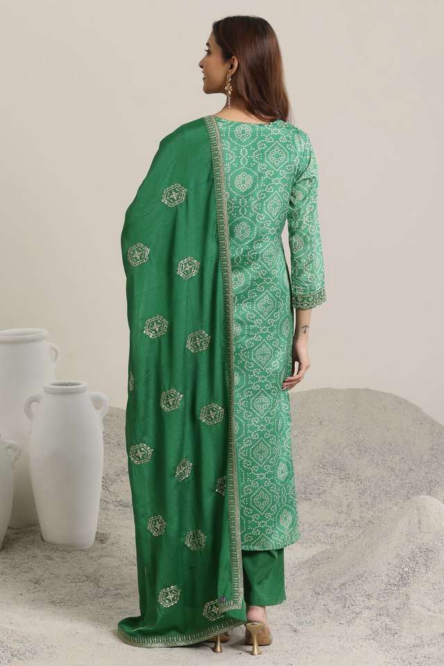 Printed-Calf-Length-Blended-Fabric-Woven-Women-s-Kurta-Set