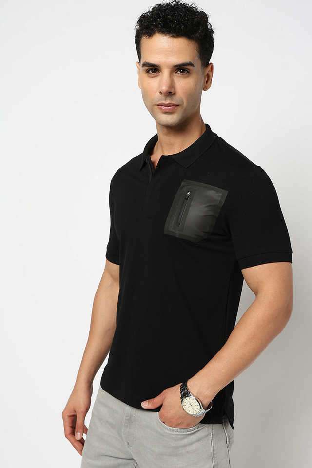 Solid-Cotton-Blend-Polo-Men-s-T-Shirt
