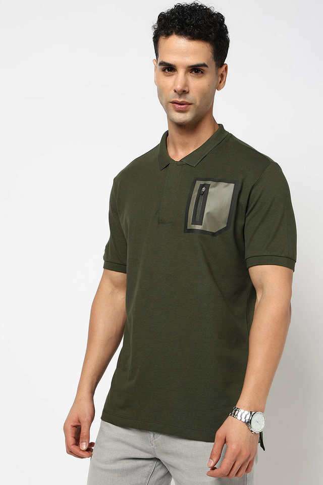 Solid-Cotton-Blend-Polo-Men-s-T-Shirt