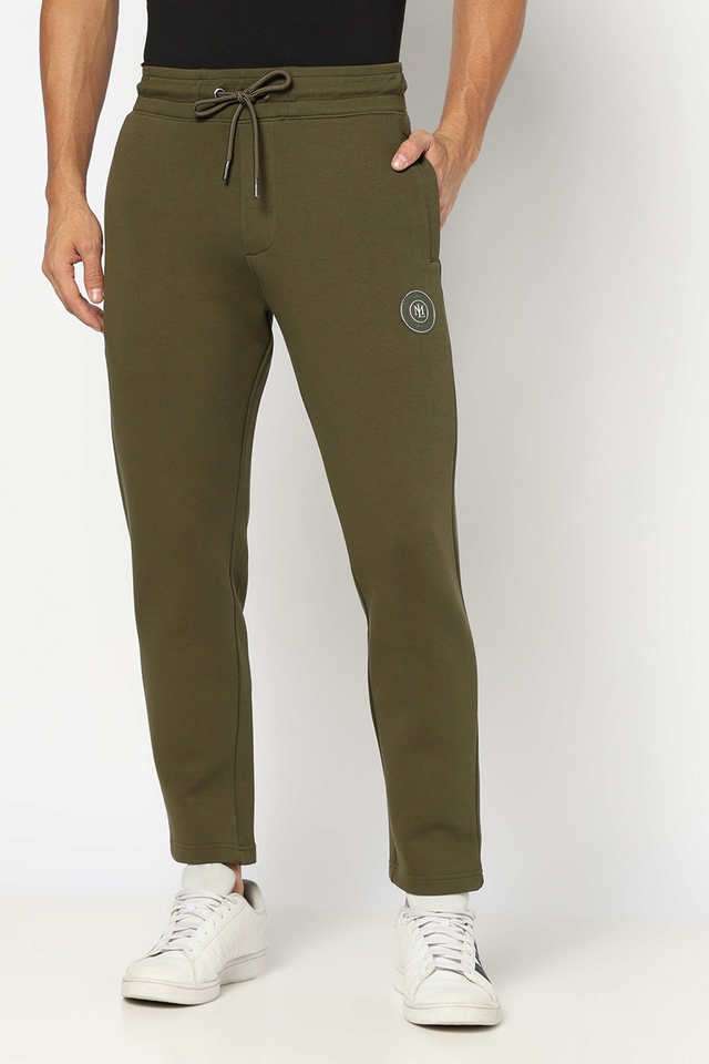 Solid-Cotton-Blend-Regular-Fit-Men-s-Track-Pants