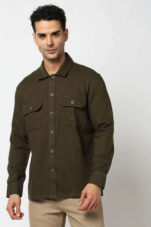 Solid-Blended-Fabric-Regular-Fit-Men-s-Casual-Wear-Shirt