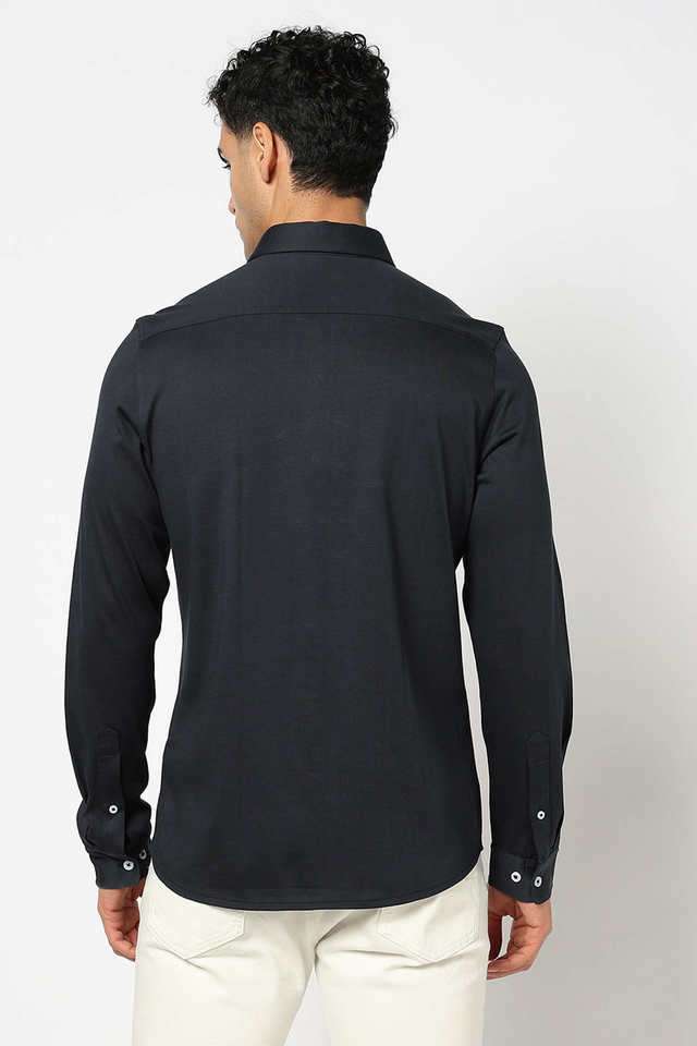 Solid-Cotton-Blend-Slim-Fit-Men-s-Casual-Wear-Shirt