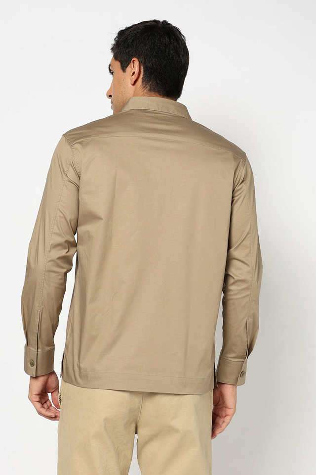 Solid-Cotton-Blend-Relaxed-Fit-Men-s-Casual-Wear-Shirt