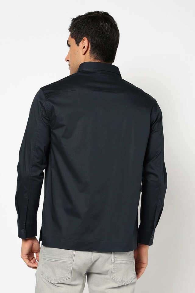 Solid-Cotton-Blend-Relaxed-Fit-Men-s-Casual-Wear-Shirt