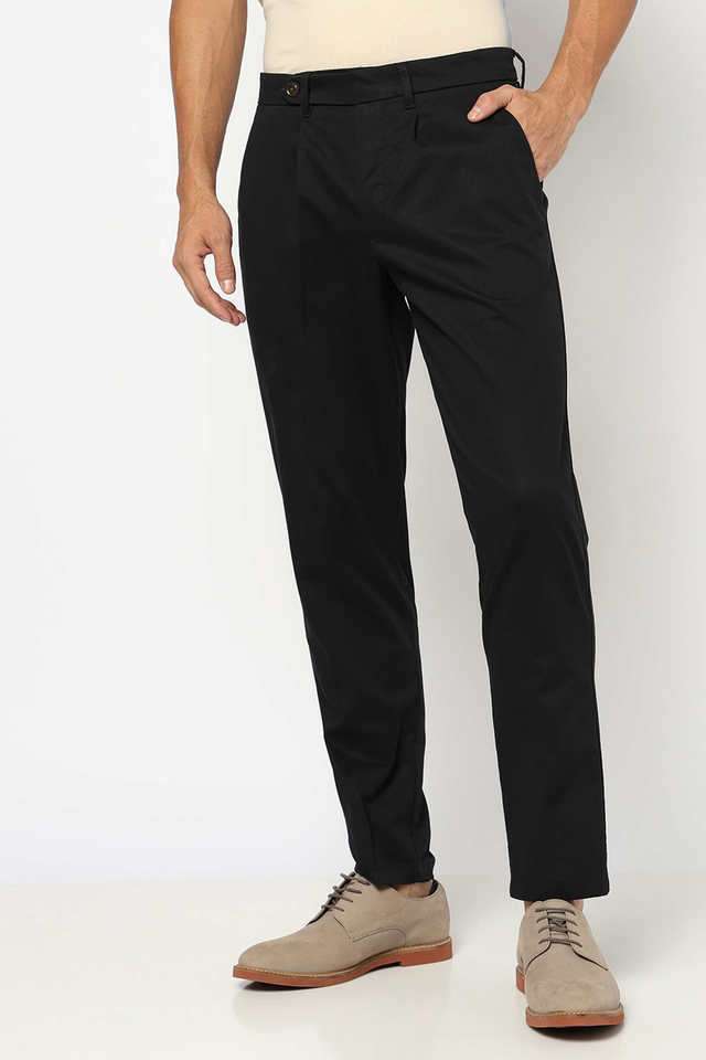Solid-Cotton-Blend-Slim-Fit-Men-s-Casual-Wear-Trousers