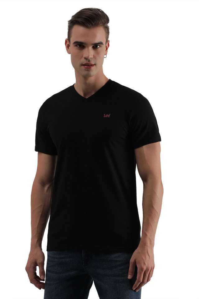 Solid-Cotton-V-Neck-Men-s-T-Shirt