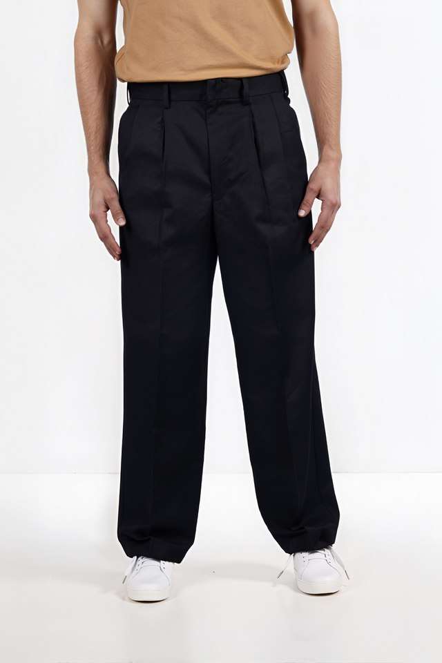 Solid-Polyester-Blend-Relaxed-Fit-Men-s-Casual-Wear-Trousers
