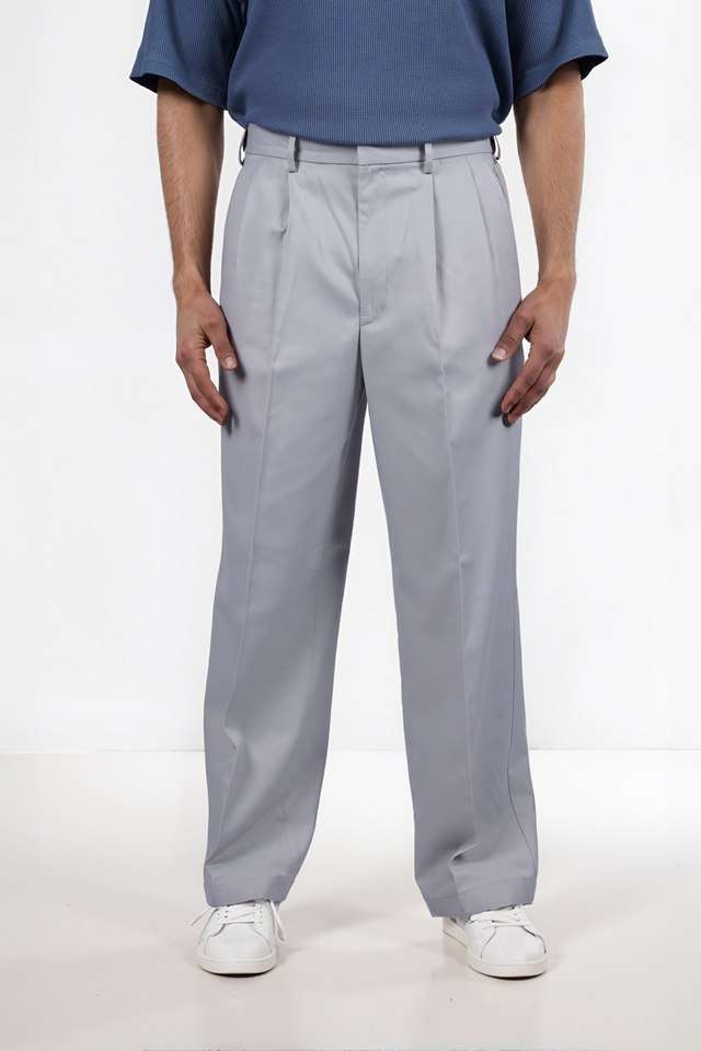 Solid-Polyester-Blend-Relaxed-Fit-Men-s-Casual-Wear-Trousers