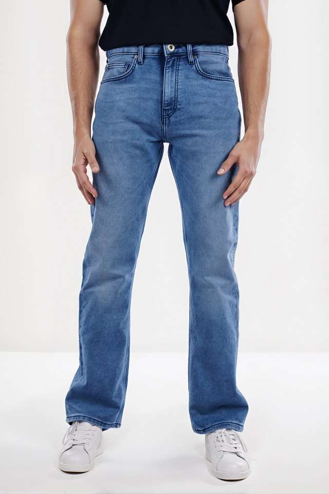 Light-Wash-Cotton-Polyester-Terry-Bootcut-Fit-Men-s-Jeans