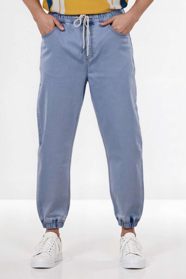 Light-Wash-Cotton-Polyester-Terry-Regular-Fit-Men-s-Jeans