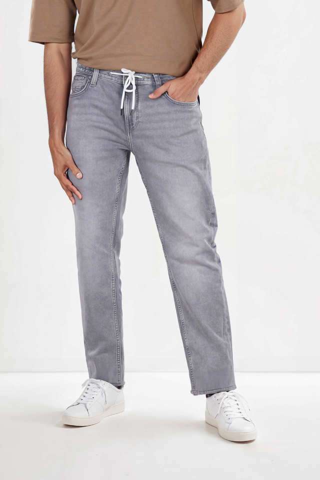 Light-Wash-Cotton-Polyester-Terry-Slim-Fit-Men-s-Jeans