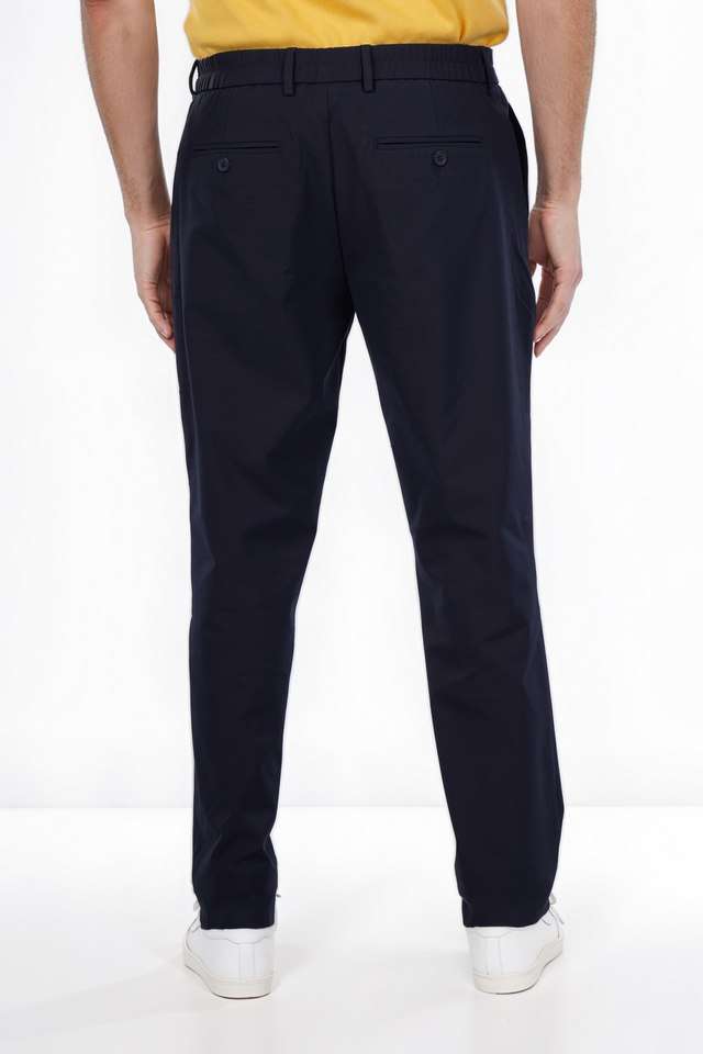 Solid-Polyester-Blend-Slim-Fit-Men-s-Casual-Wear-Trousers