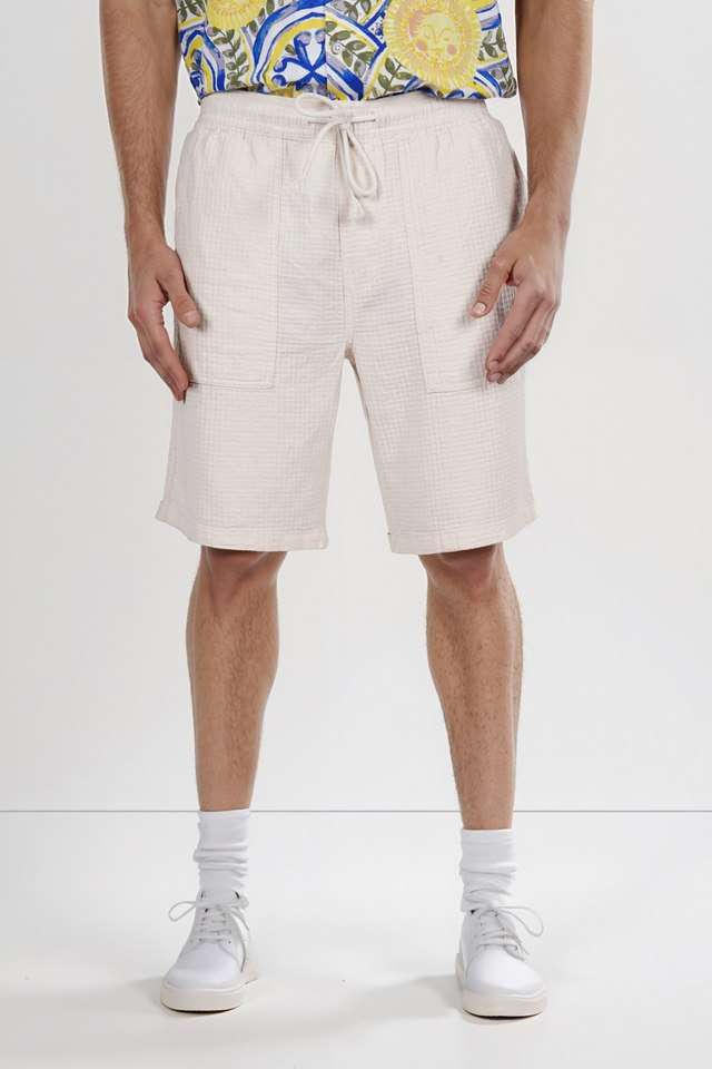 Textured-Cotton-Elastic-and-Drawstring-Men-s-Shorts
