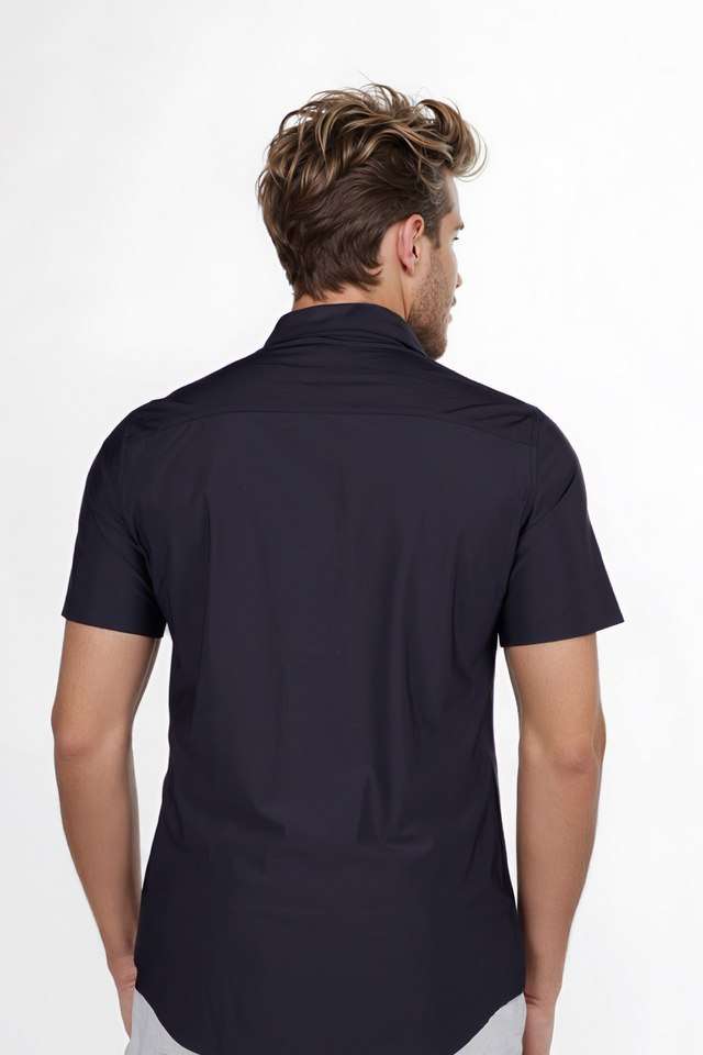 Solid-Polyester-Blend-Slim-Fit-Men-s-Casual-Wear-Shirt