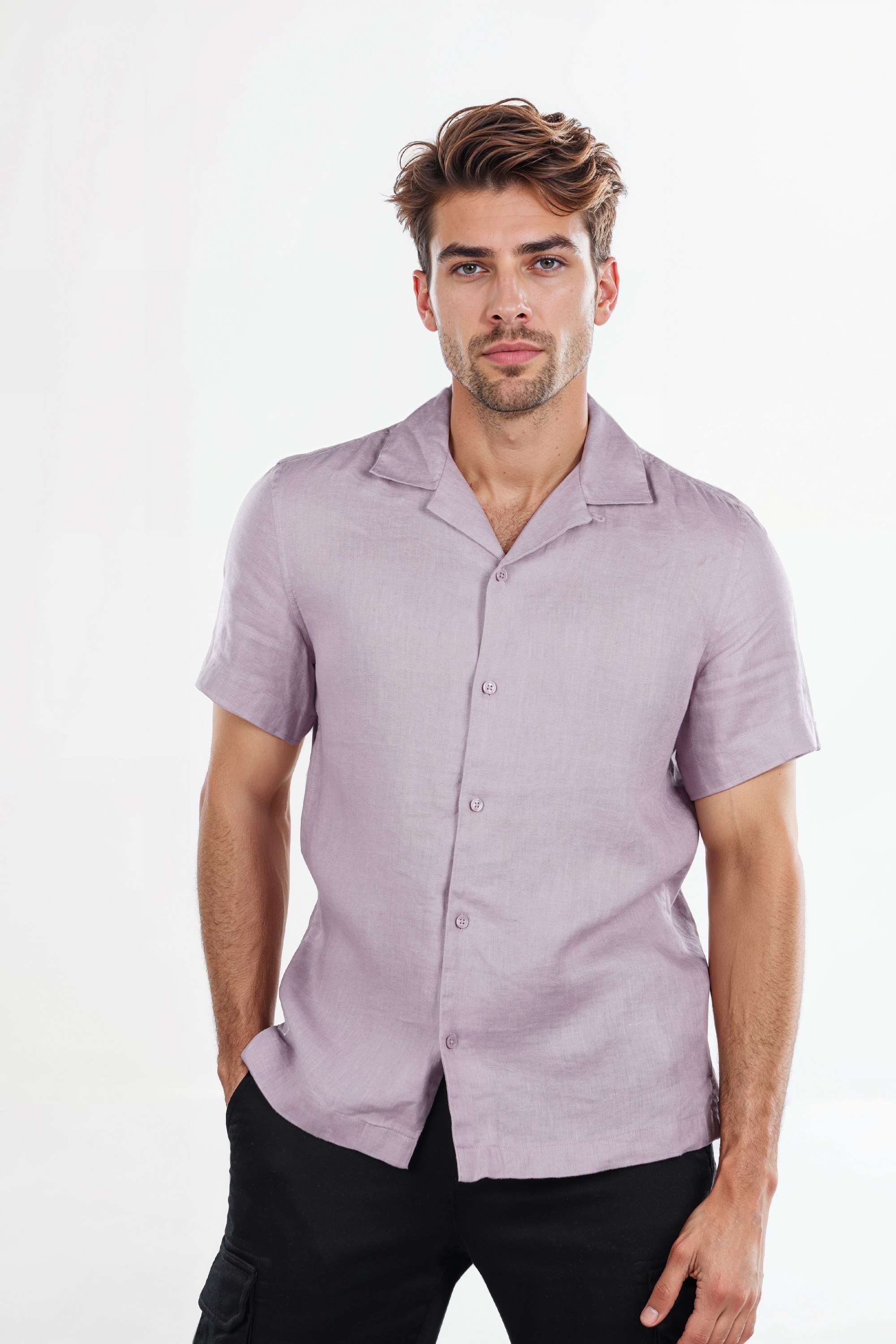 Solid-Linen-Regular-Fit-Men-s-Casual-Wear-Shirt