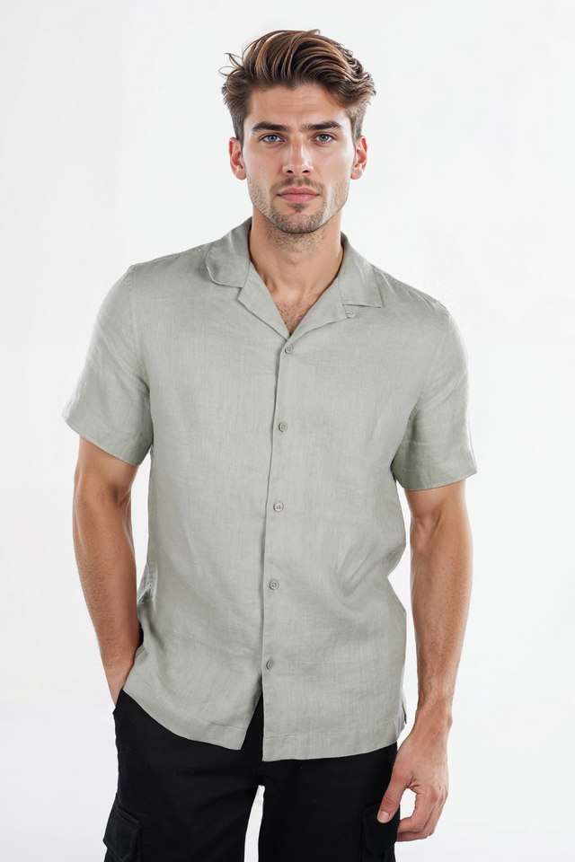 Solid-Linen-Regular-Fit-Men-s-Casual-Wear-Shirt
