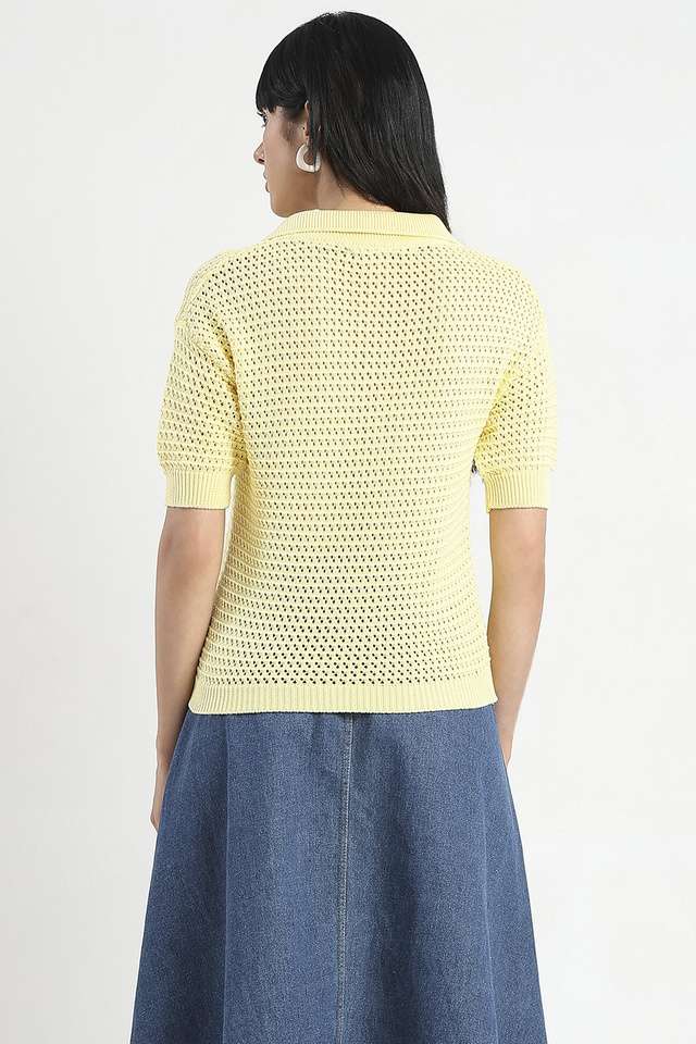 Solid-Cotton-Collared-Women-s-Top