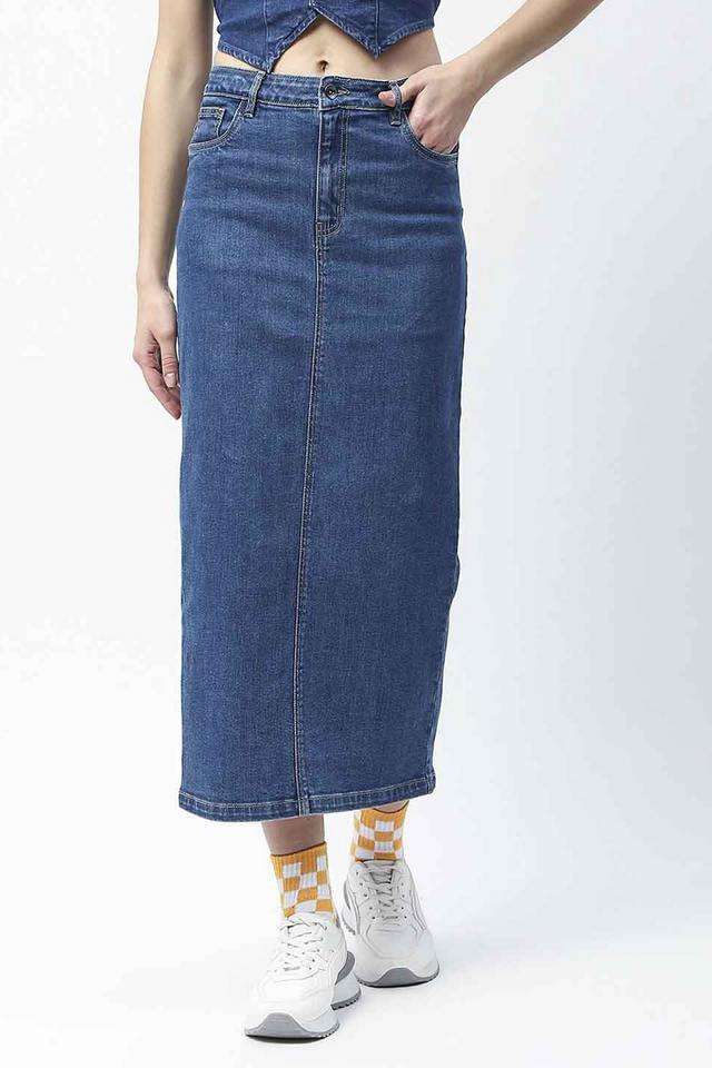 Solid-Straight-Fit-Cotton-Women-s-Casual-Wear-Skirts