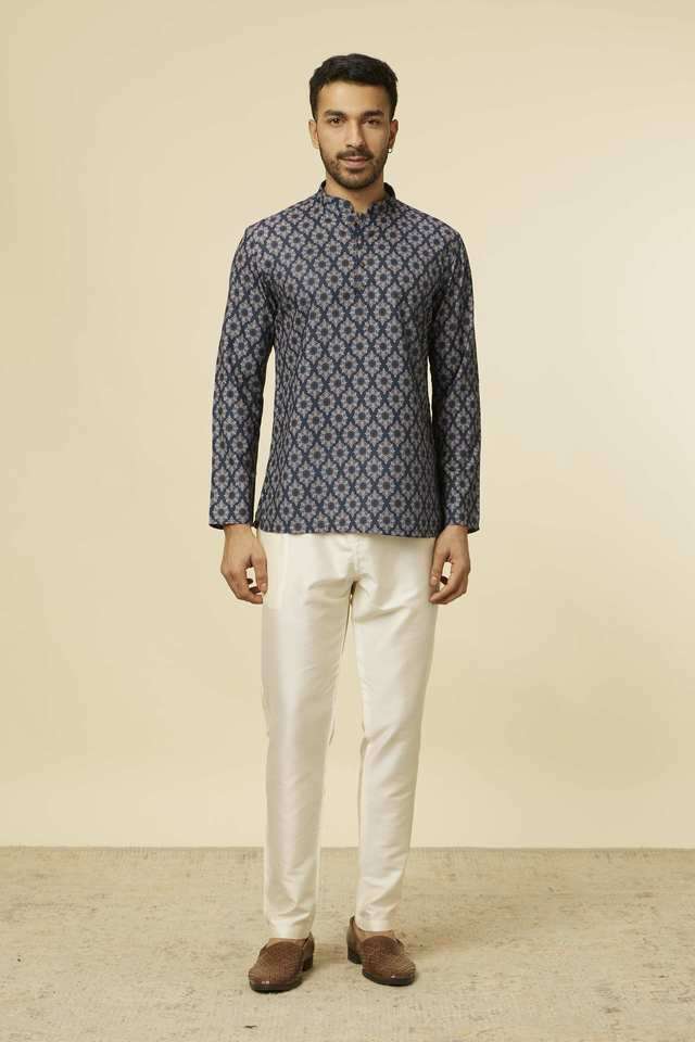 Printed-Cotton-Blend-Regular-Fit-Men-s-Short-Kurta