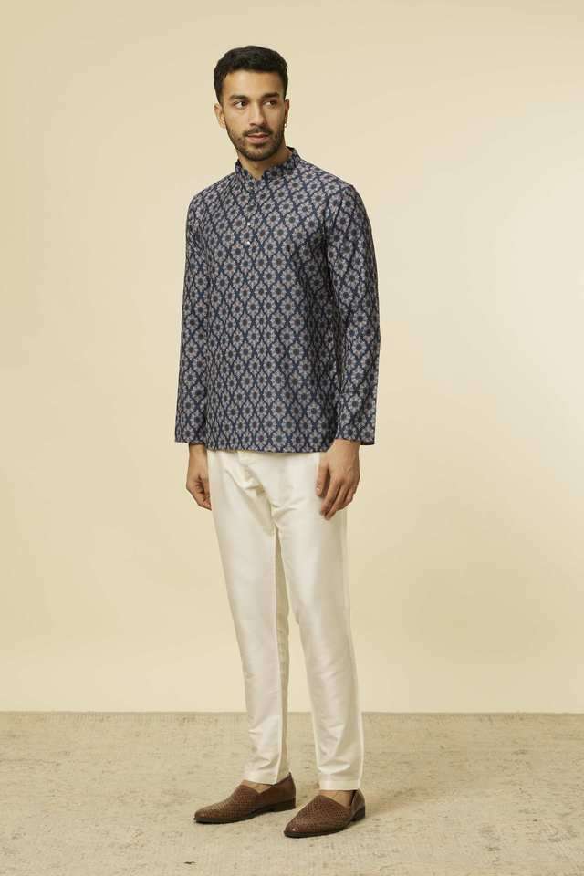 Printed-Cotton-Blend-Regular-Fit-Men-s-Short-Kurta