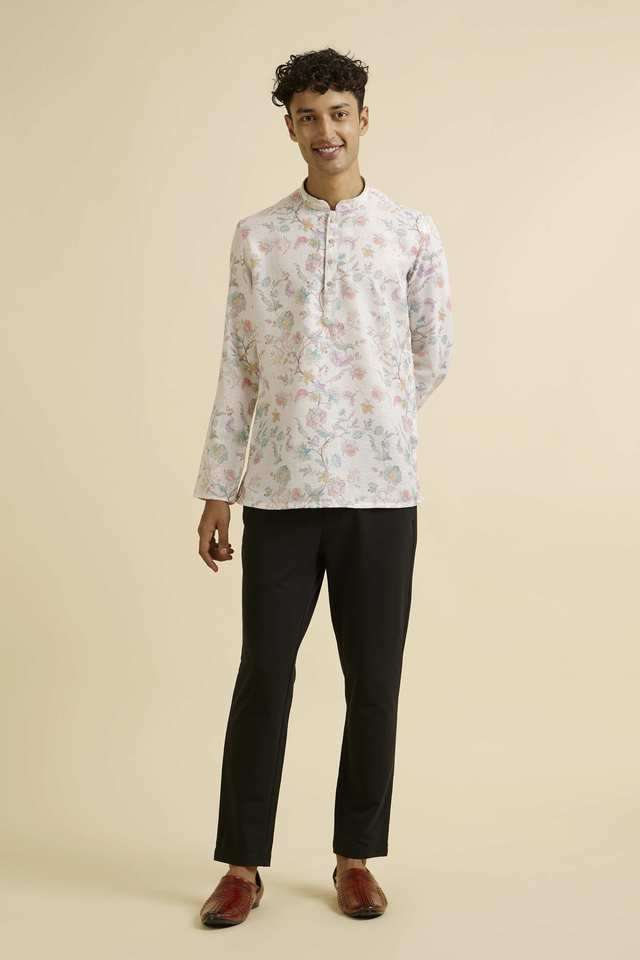 Printed-Cotton-Blend-Regular-Fit-Men-s-Short-Kurta