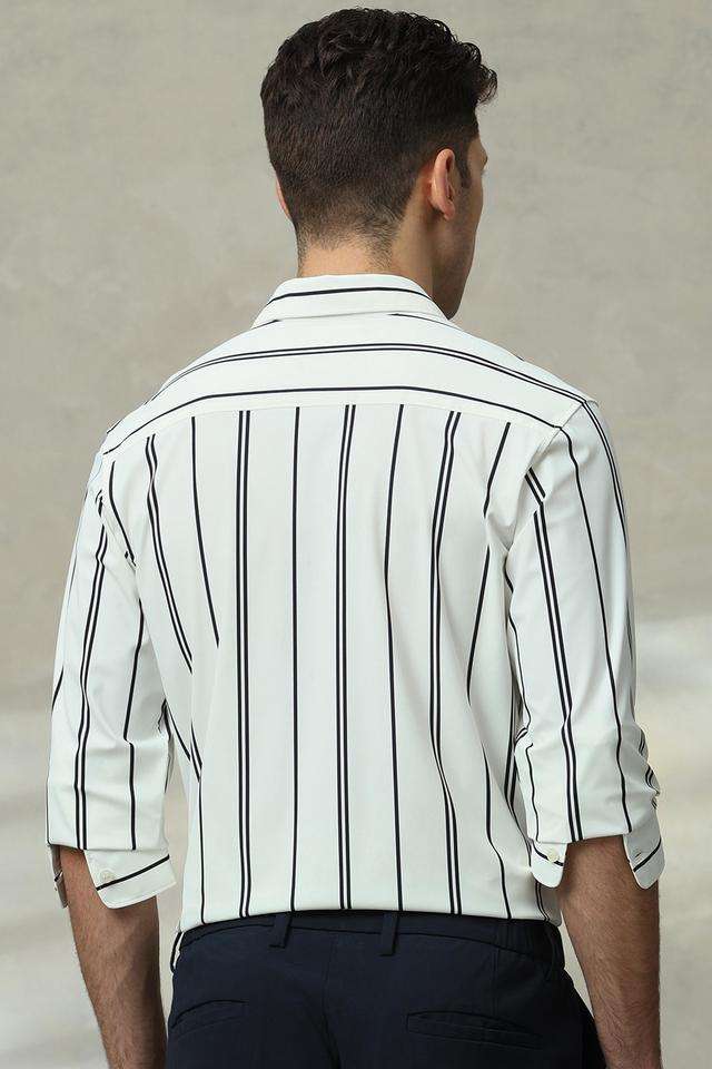 Buy Mufti White Stripes Cotton Slim Fit Men's Casual Shirt