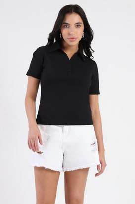 Solid-Polyester-Relaxed-Fit-Women-s-Top
