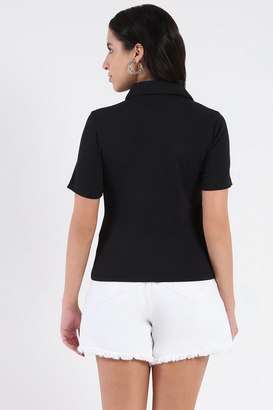 Solid-Polyester-Relaxed-Fit-Women-s-Top