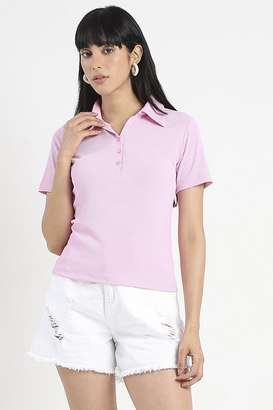 Solid-Polyester-Relaxed-Fit-Women-s-Top