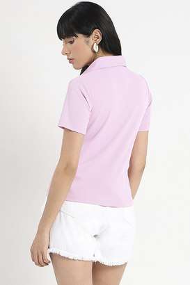Solid-Polyester-Relaxed-Fit-Women-s-Top