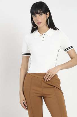 Knitted-Viscose-Collared-Women-s-Top