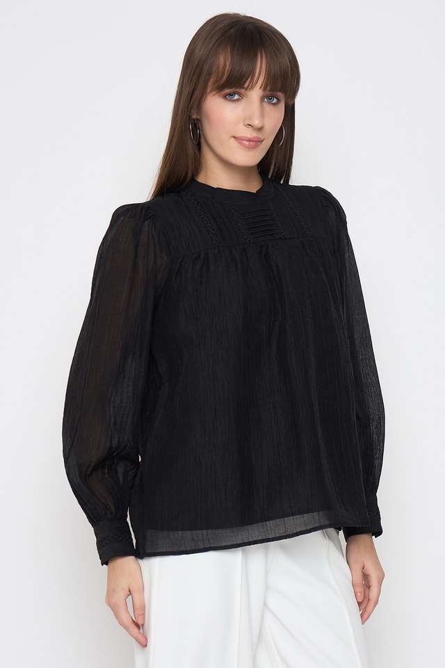 Solid-Rayon-Round-Neck-Women-s-Top