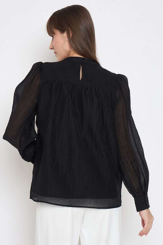 Solid-Rayon-Round-Neck-Women-s-Top