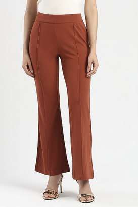 Solid-Polyester-Relaxed-Fit-Women-s-Trousers