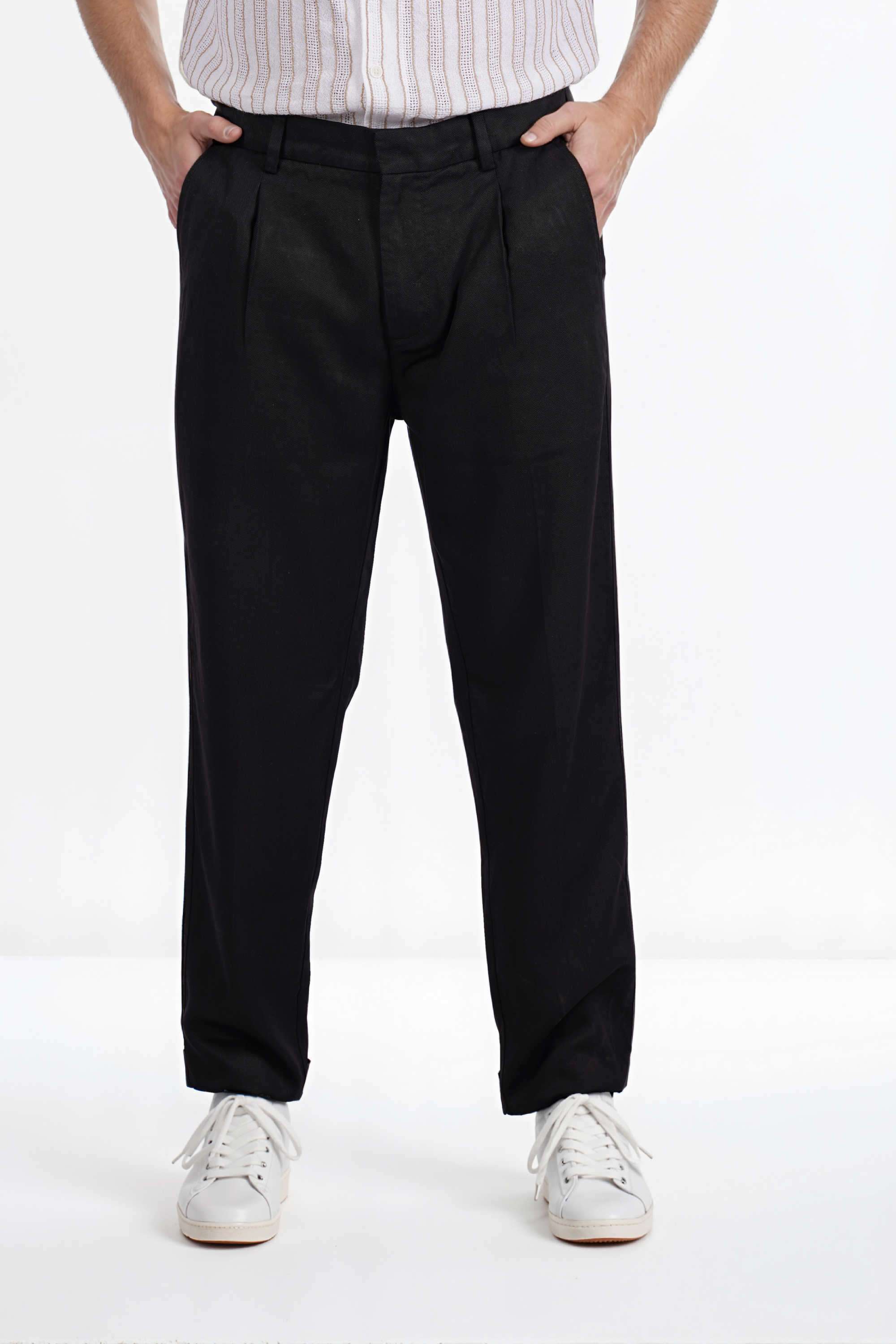 Solid-Tencel-Straight-Fit-Men-s-Casual-Wear-Trousers