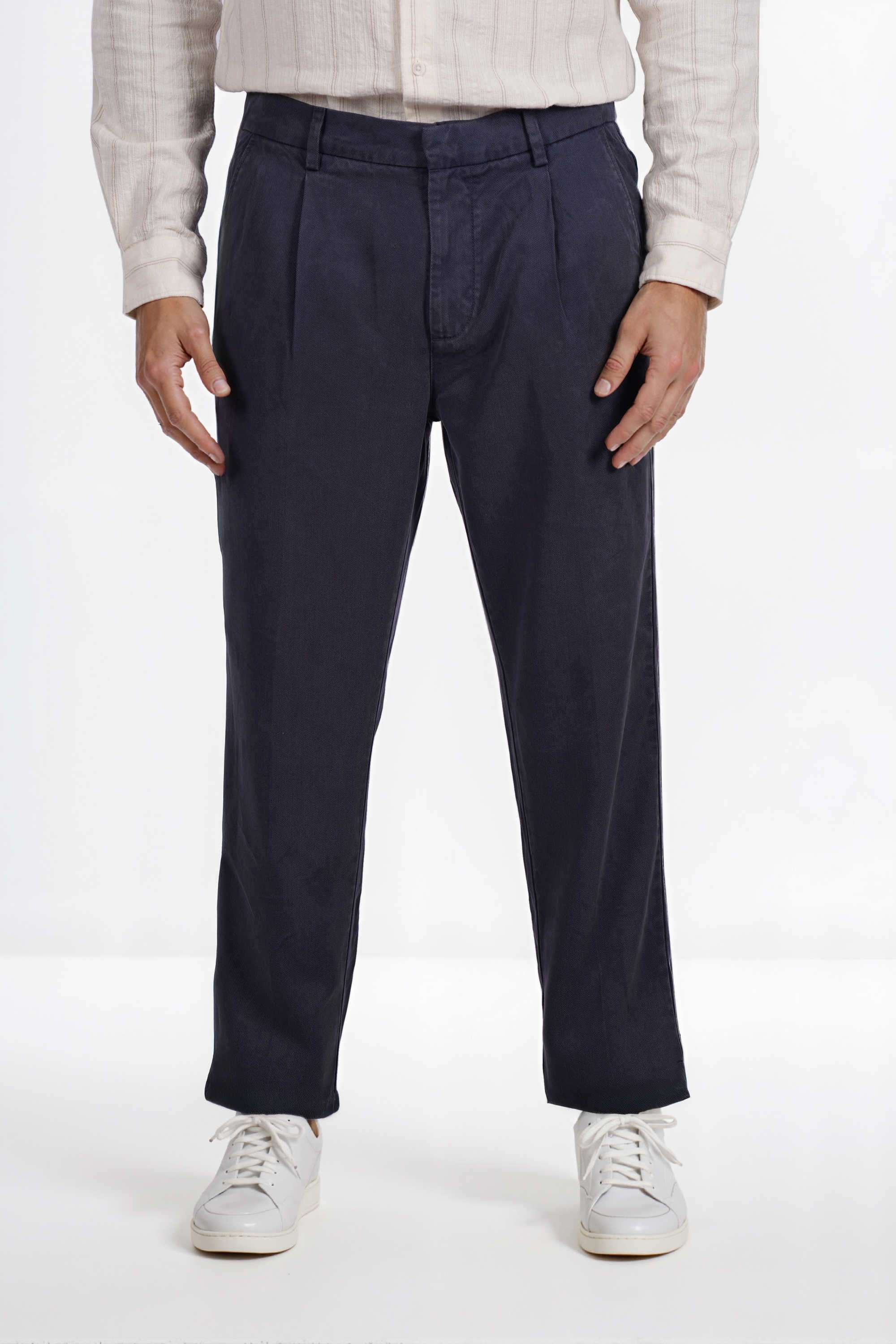 Solid-Tencel-Straight-Fit-Men-s-Casual-Wear-Trousers