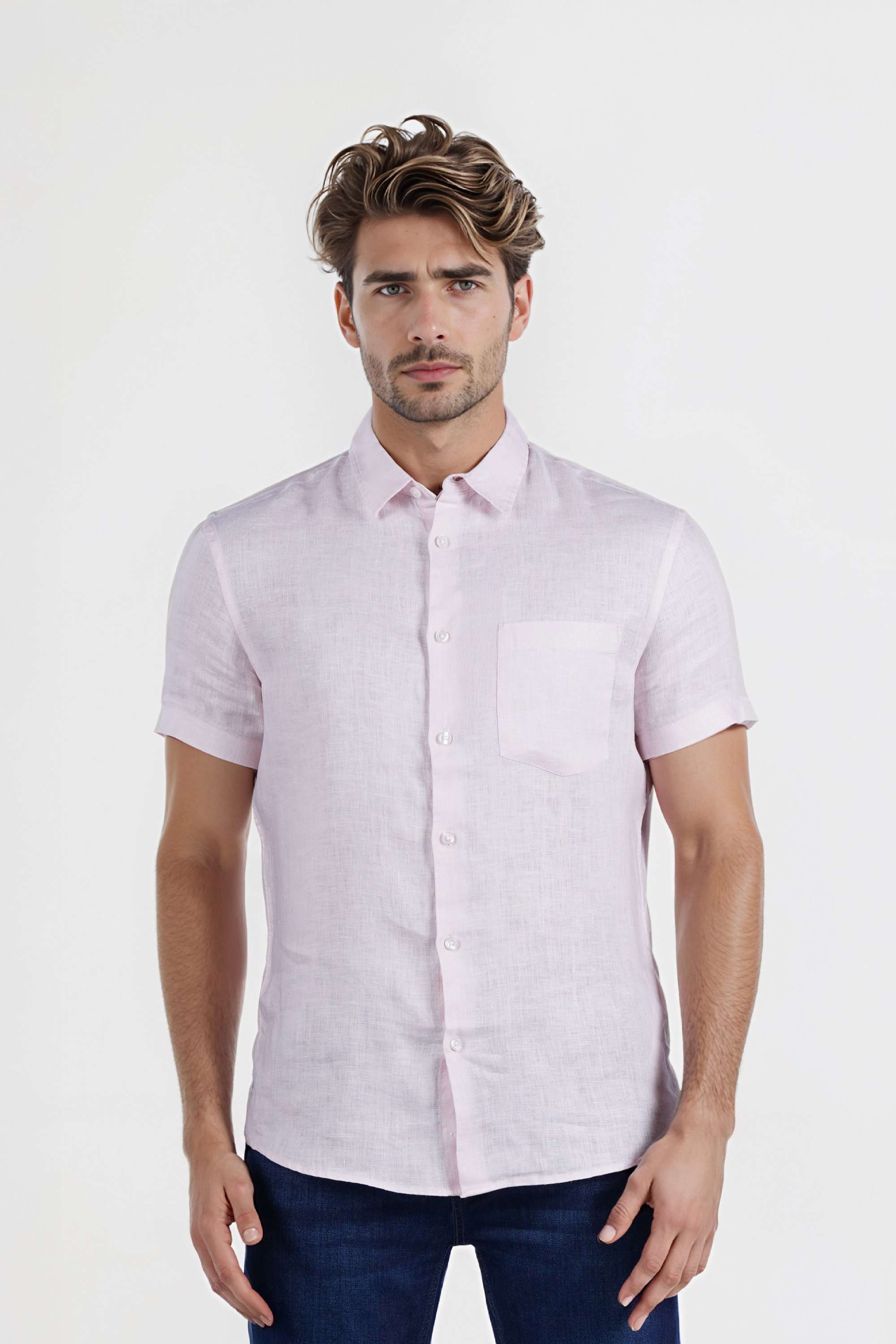 Solid-Linen-Regular-Fit-Men-s-Casual-Wear-Shirt