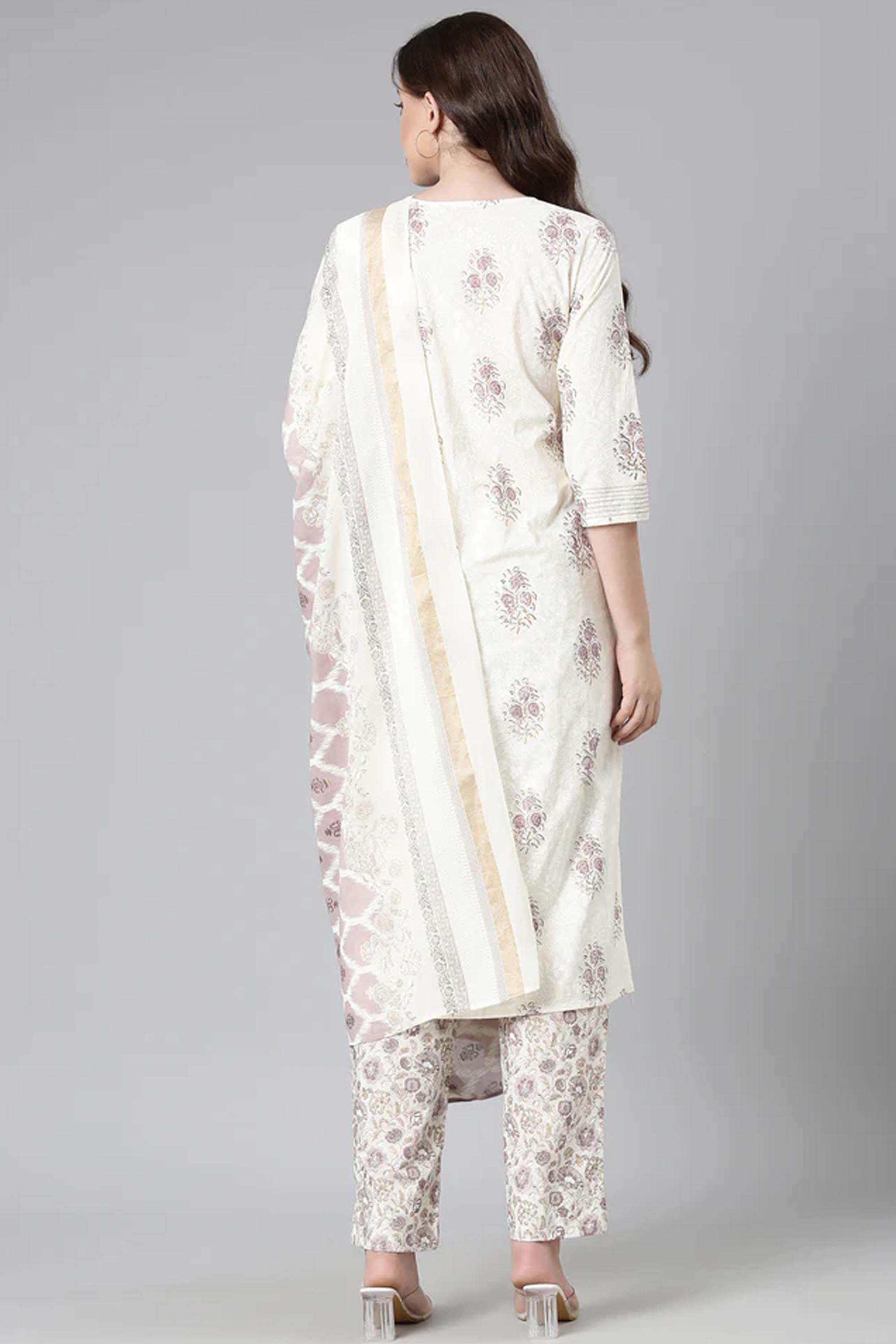 Printed-Cotton-Round-Neck-Women-s-Casual-Wear-Kurta-Set